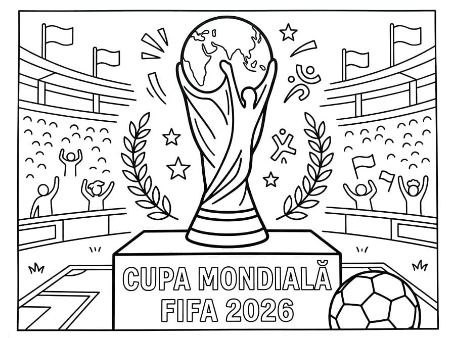 Fise de colorat cu Imagine Cupa Mondială 2026 gratis