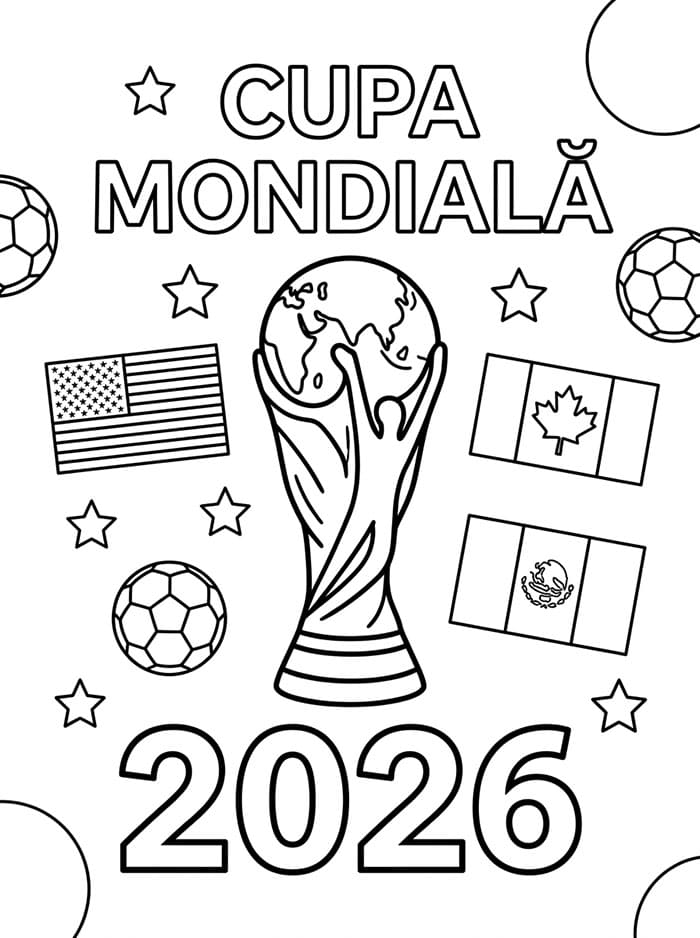 Fise de colorat cu Imagine Cupa Mondială 2026