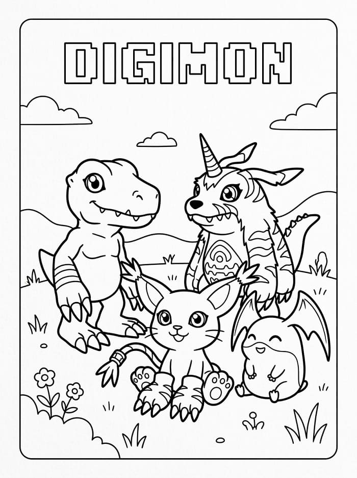 Fise de colorat cu Imagine Digimon gratis