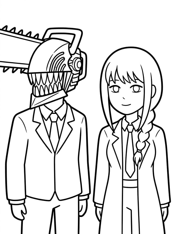 Fise de colorat cu Imagine gratuită Chainsaw Man