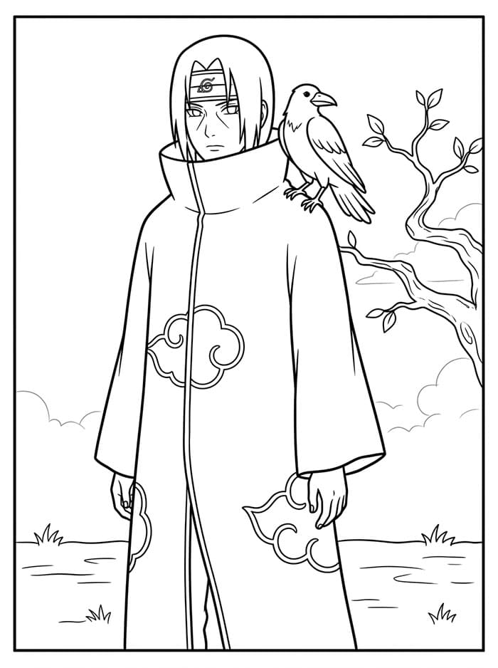 Fise de colorat cu Itachi în Naruto
