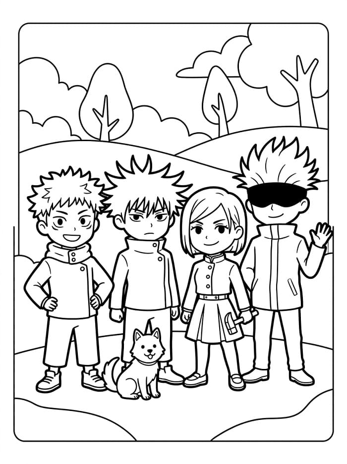 Fise de colorat cu Jujutsu Kaisen gratuit