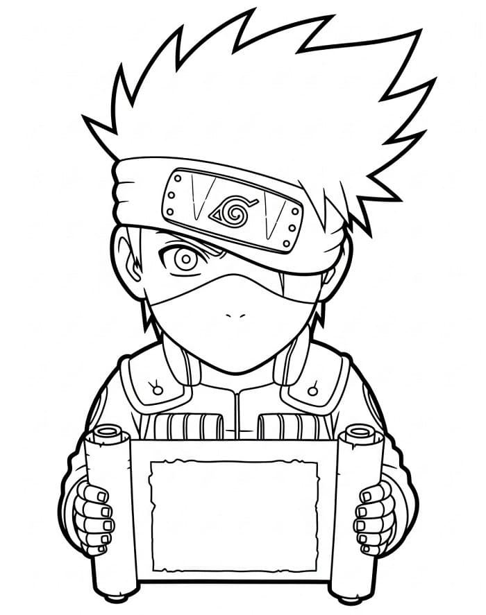 Fise de colorat cu Kakashi din anime Naruto