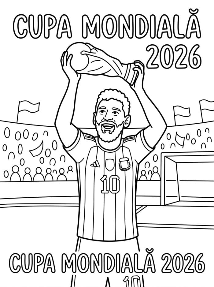 Fise de colorat cu Messi Cupa Mondială 2026