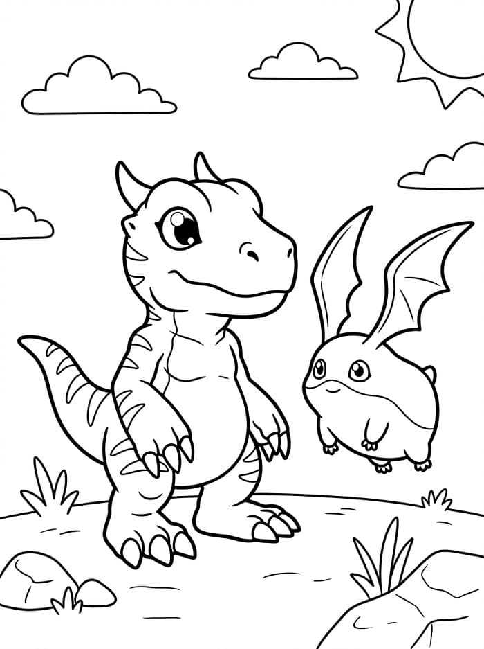 Fise de colorat cu Personaje Digimon