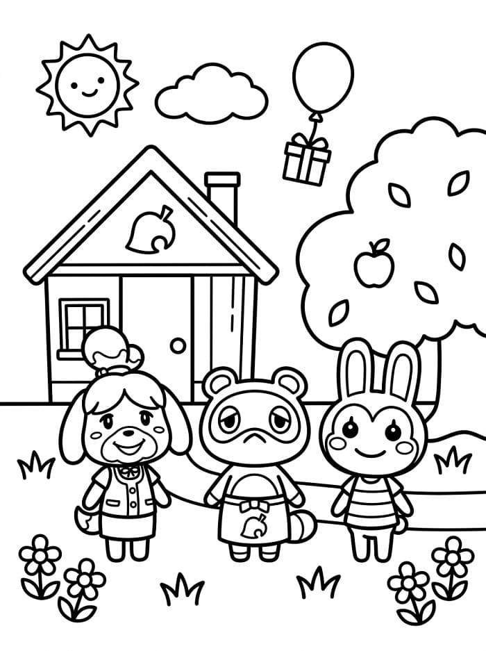 Fise de colorat cu Personaje din Animal Crossing