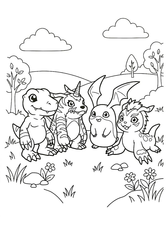 Fise de colorat cu Personaje din Digimon
