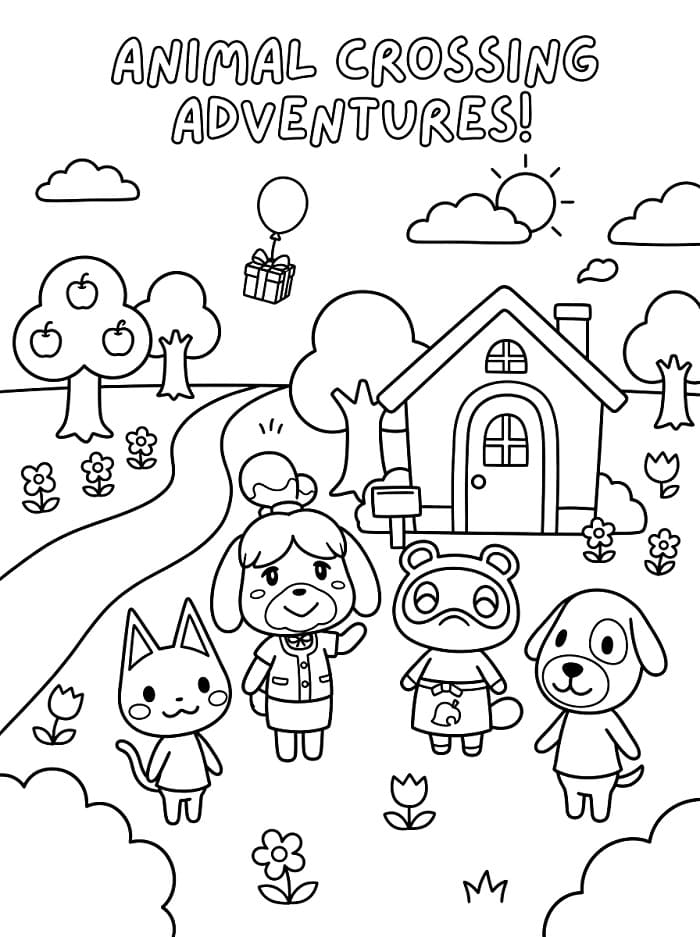 Fise de colorat cu Personaje din jocul Animal Crossing