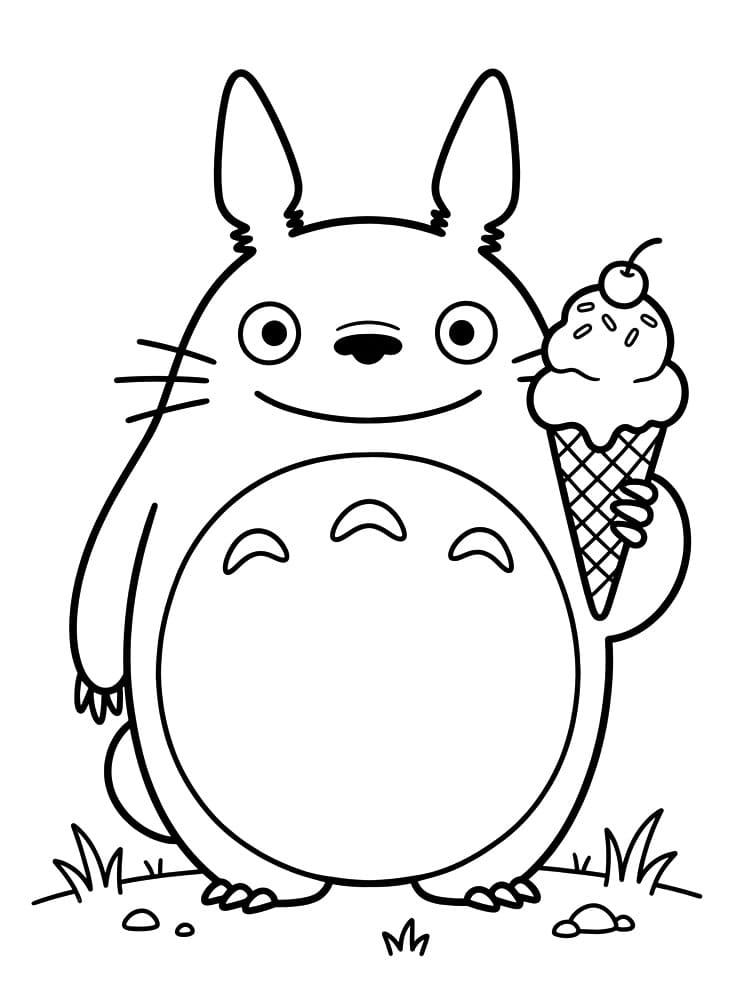 Fise de colorat cu Totoro adorabil