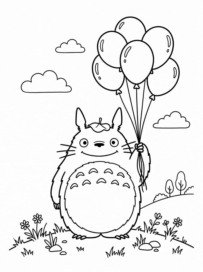 Fise de colorat cu Totoro amuzant