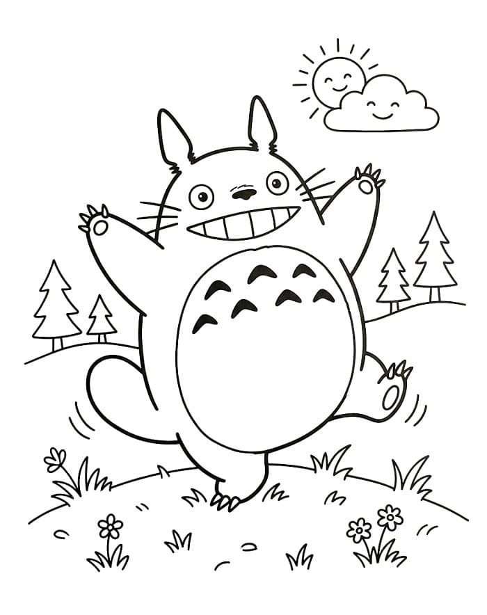 Fise de colorat cu Totoro anime