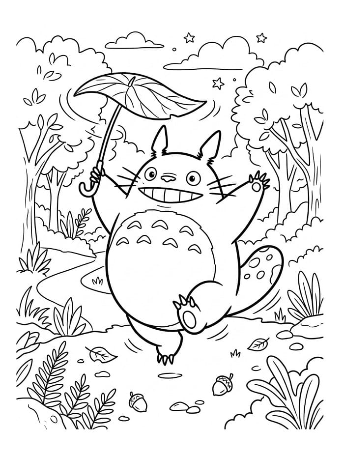 Fise de colorat cu Totoro drăguț