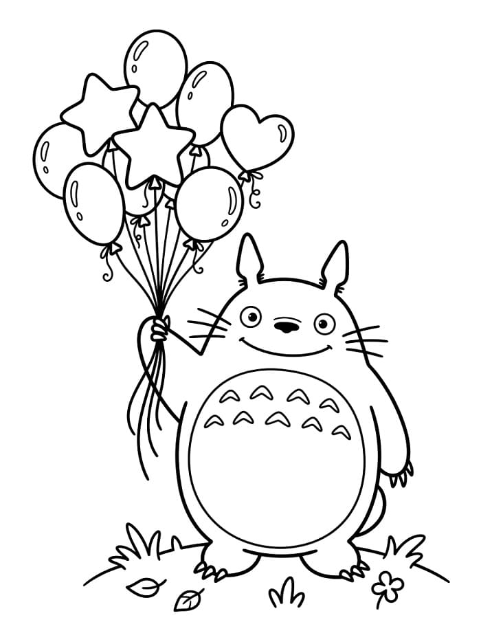Fise de colorat cu Totoro fericit