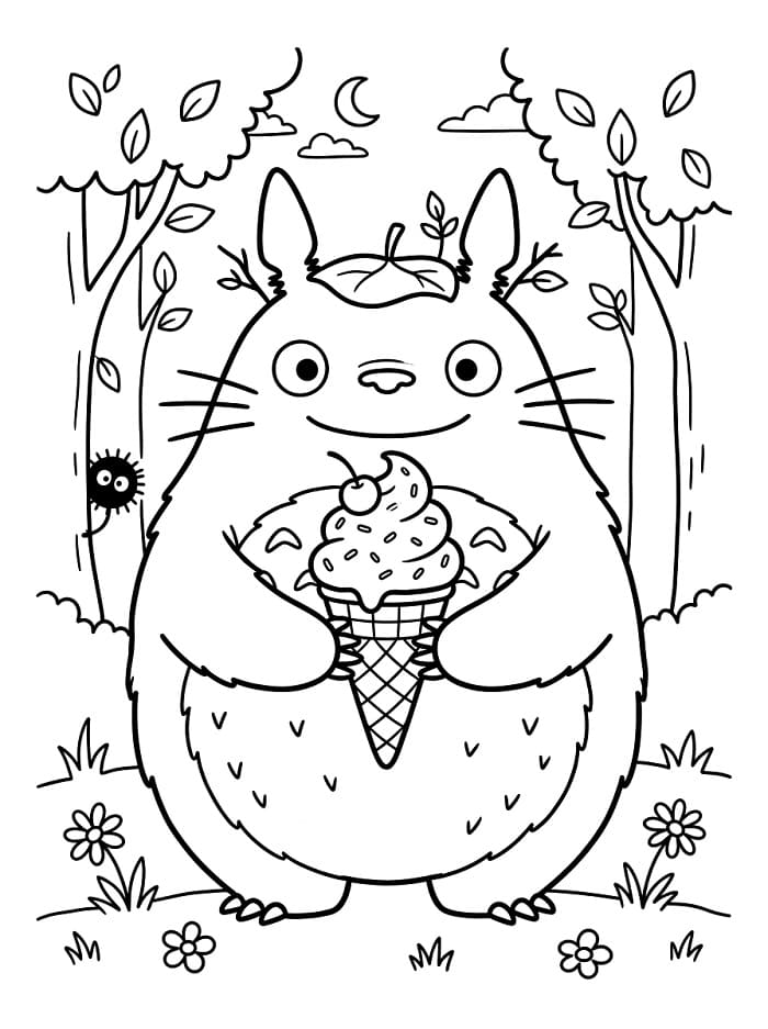 Fise de colorat cu Totoro prietenos