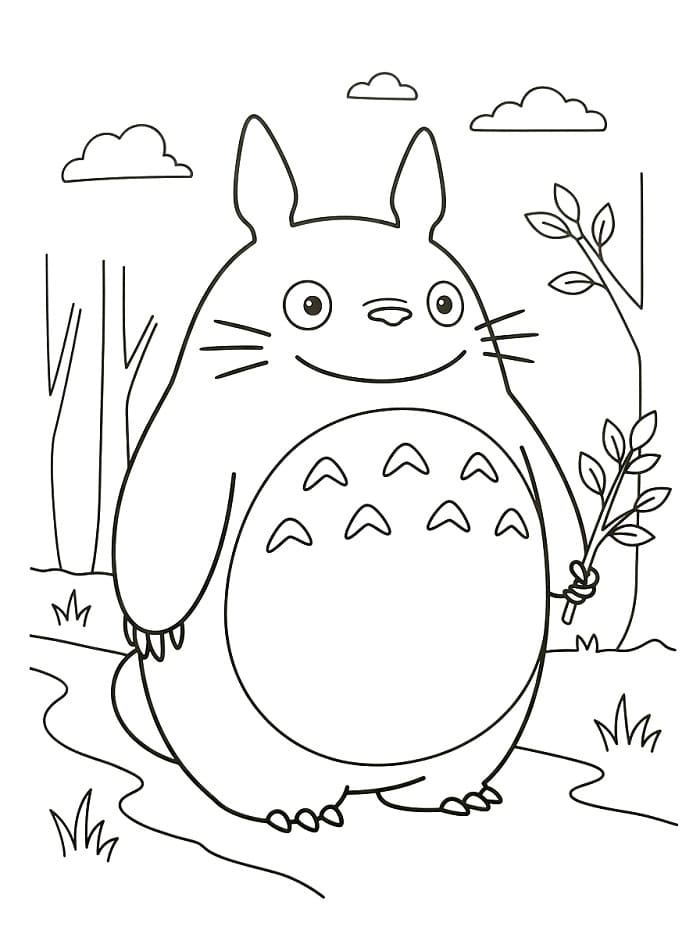 Fise de colorat cu Totoro ușor