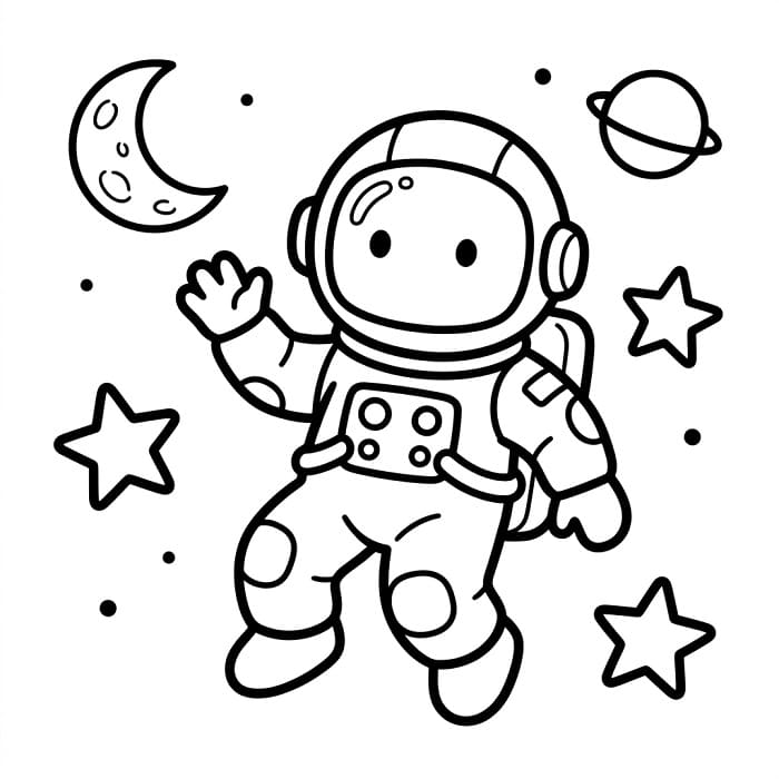 Fise de colorat cu Un astronaut drăguț