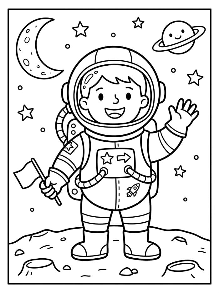 Fise de colorat cu Un astronaut