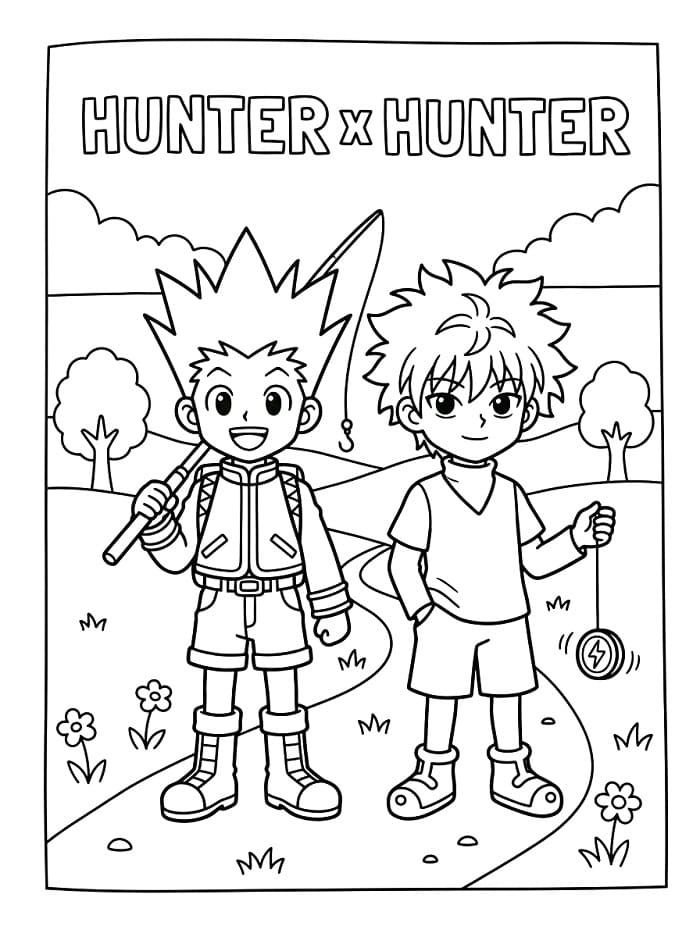 Fise de colorat cu Anime Hunter x Hunter