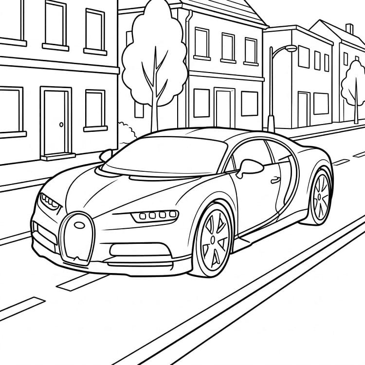 Fise de Colorat cu Bugatti pe șosea