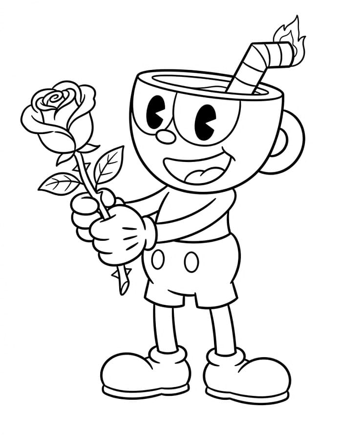 Fise de colorat cu Cuphead amuzant