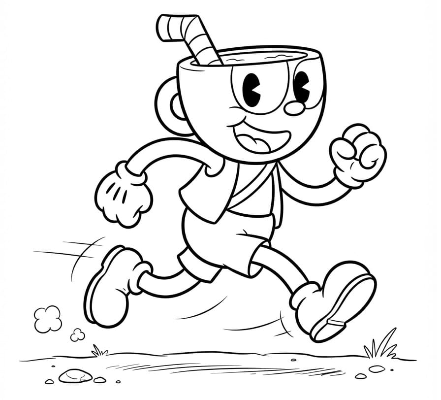 Fise de colorat cu Cuphead cool
