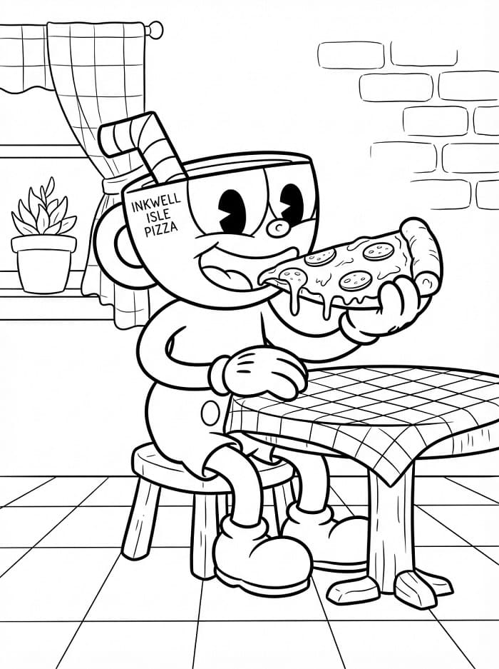 Fise de colorat cu Cuphead din joc