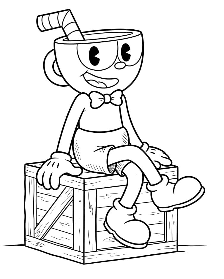 Fise de colorat cu Cuphead drăguț