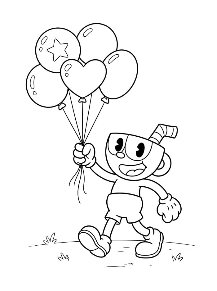 Fise de colorat cu Cuphead impresionant