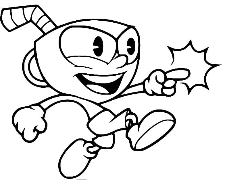 Fise de colorat cu Cuphead imprimabil pentru copii