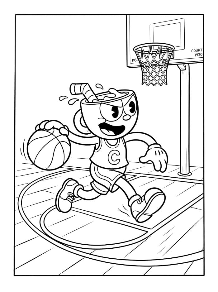 Fise de colorat cu Cuphead simplu