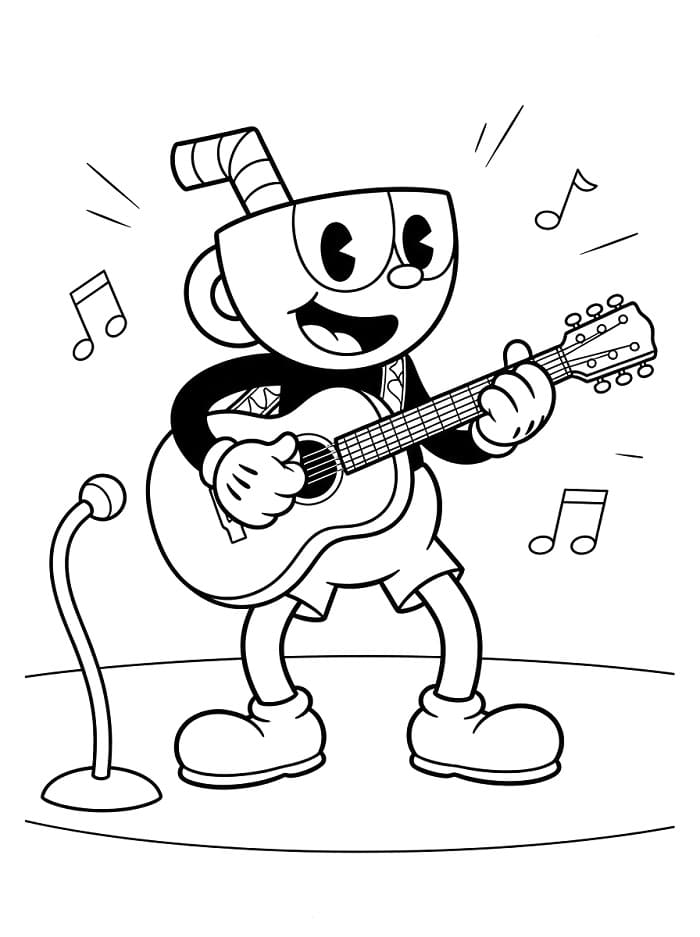 Fise de colorat cu Cuphead ușor de colorat