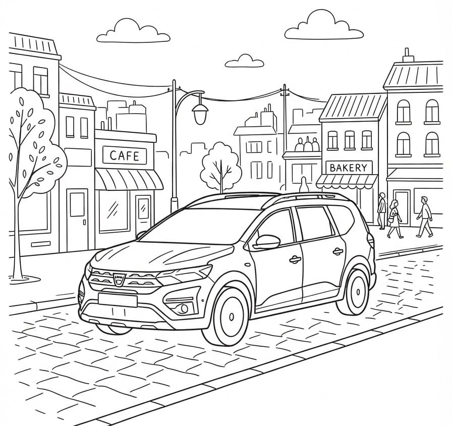 Fise de colorat cu Dacia de tipărit