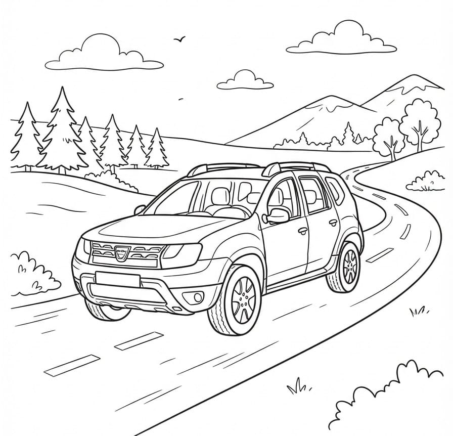 Fise de colorat cu Dacia gratuită pentru copii