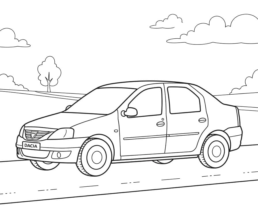 Fise de colorat cu Dacia în mers