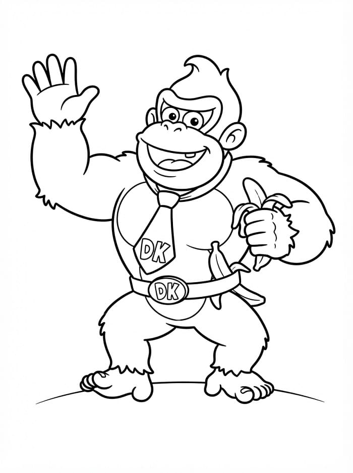 Fise de colorat cu Donkey Kong gratuit