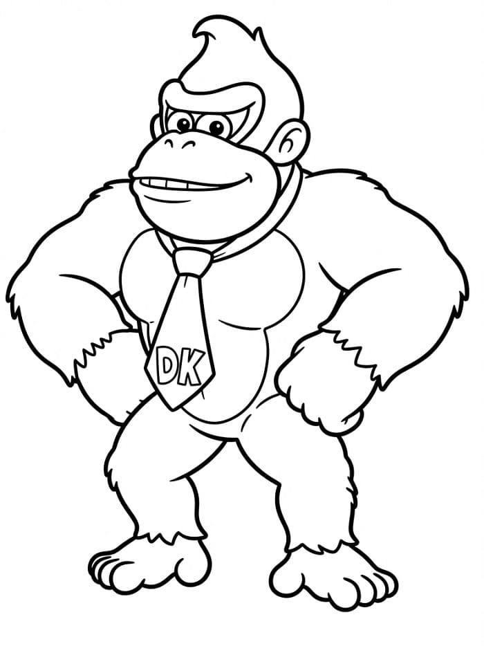 Fise de colorat cu Donkey Kong simplu