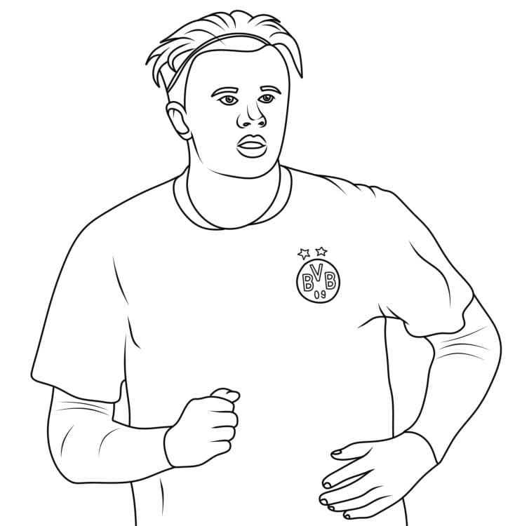 Fise de colorat cu Ilustrație imprimabilă cu Erling Haaland