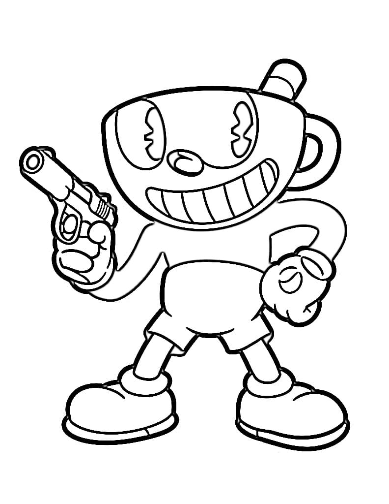 Fise de colorat cu Imagine gratuită cu Cuphead