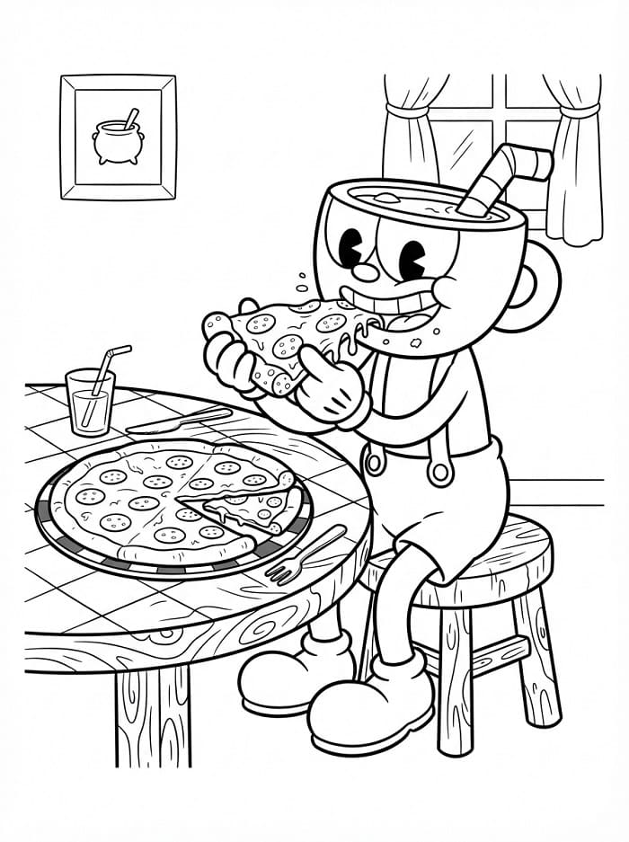 Fise de colorat cu Jocul Cuphead