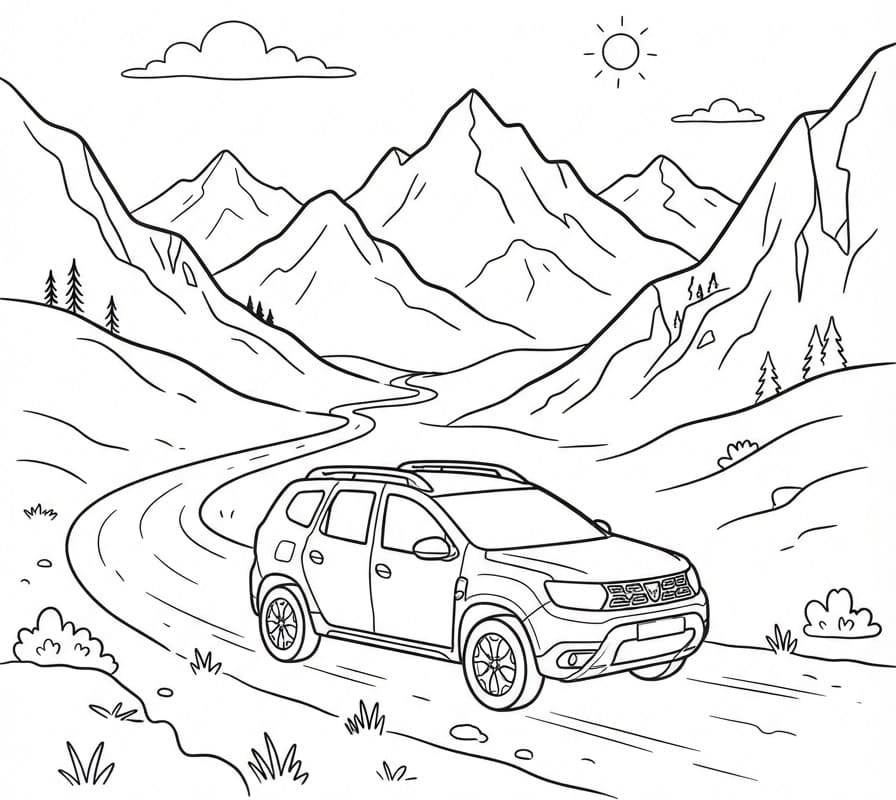 Fise de colorat cu O Dacia