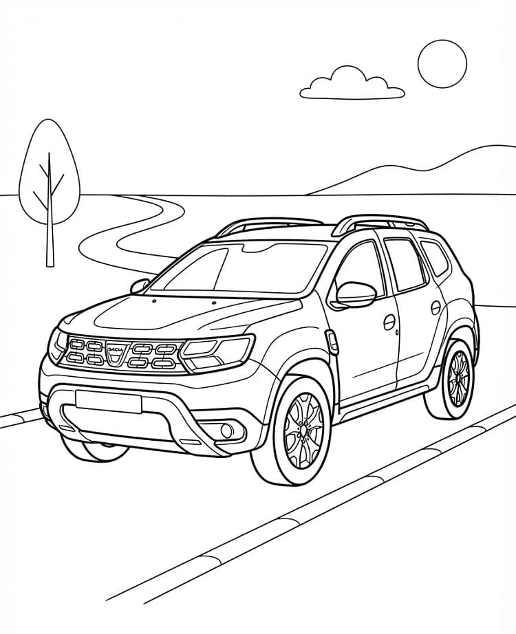 Fise de colorat cu Planșă gratuită imprimabilă cu Dacia