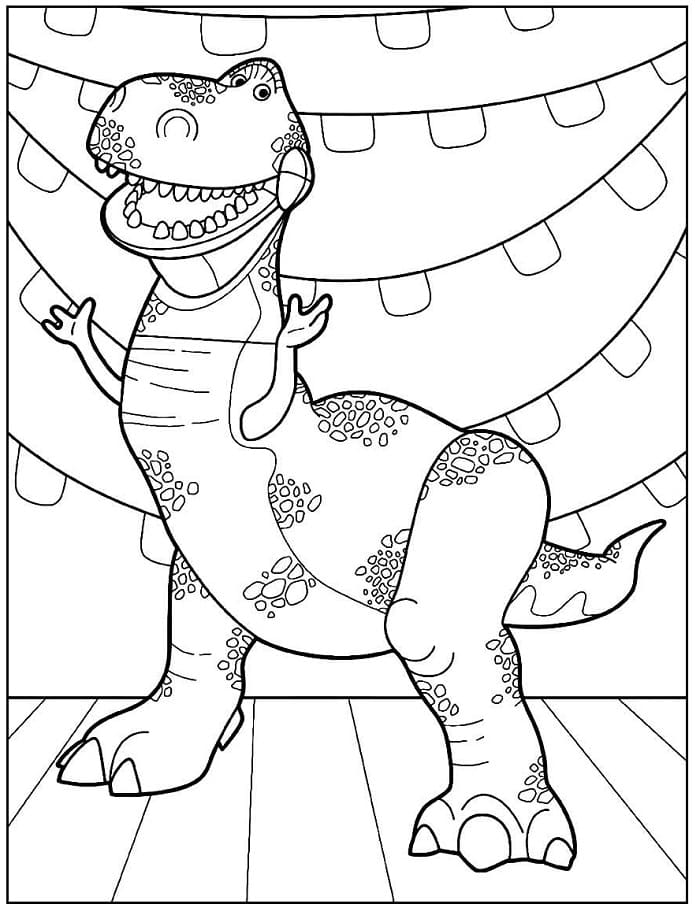 Fise de colorat cu Rex din Toy Story 5