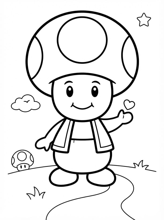 Fise de colorat cu Toad adorabil