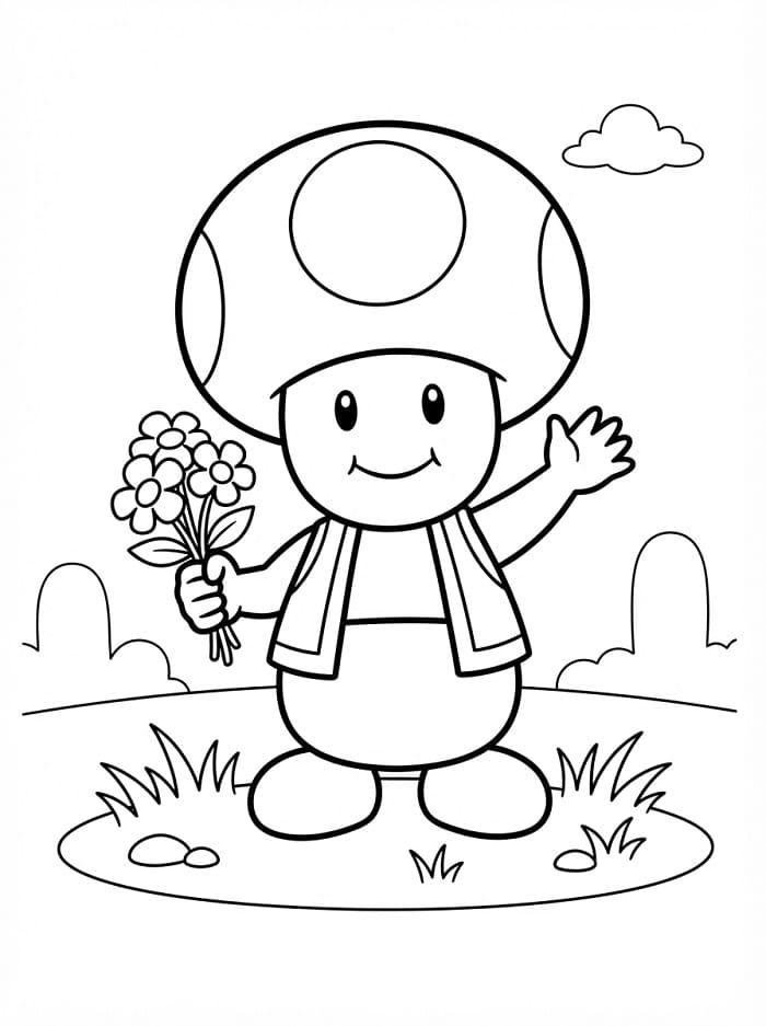 Planse de colorat cu Toad Mario