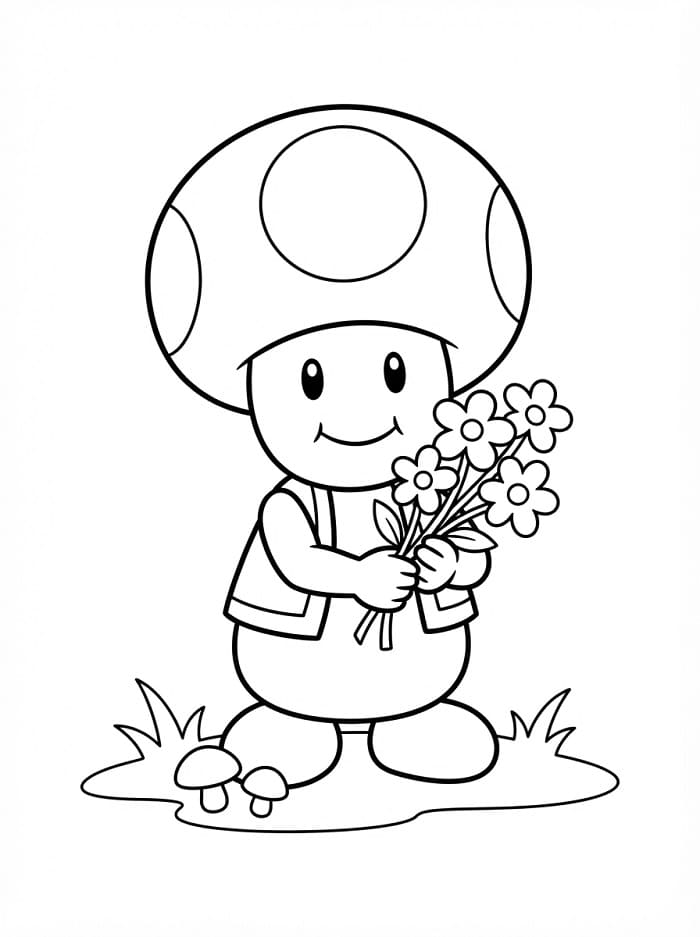 Fise de colorat cu Toad din jocul Mario