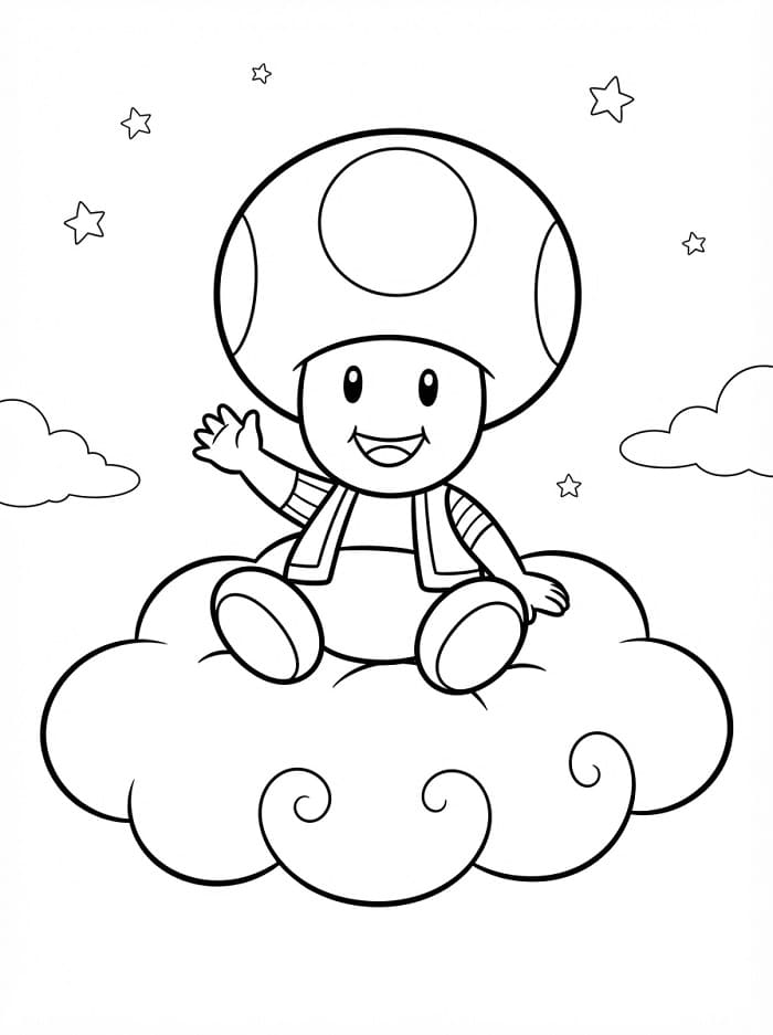Fise de colorat cu Toad în Mario