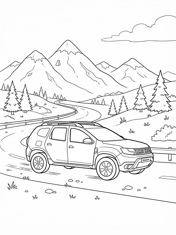 Fise de colorat cu Un automobil Dacia