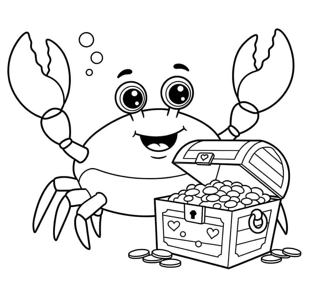 Fise de colorat cu Crab fericit