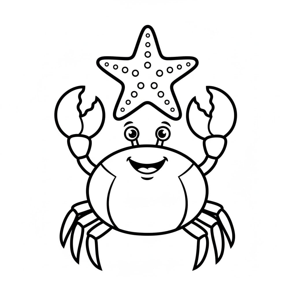 Fise de colorat cu Crab și stea de mare