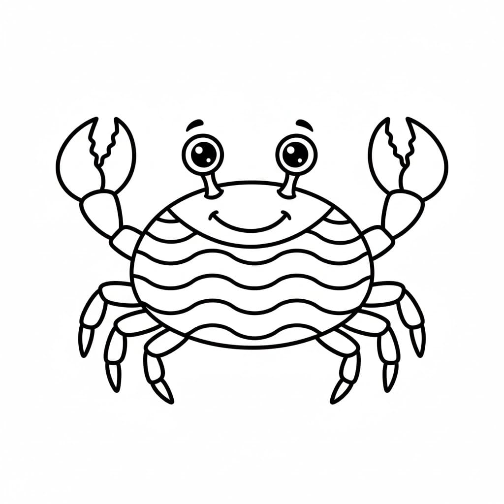 Fise de colorat cu Crab zâmbitor